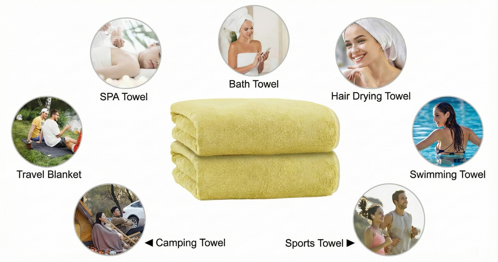 100% Cotton Hotel & Spa Pool Beach Towels 36x68 430GSM Solid Pineapple