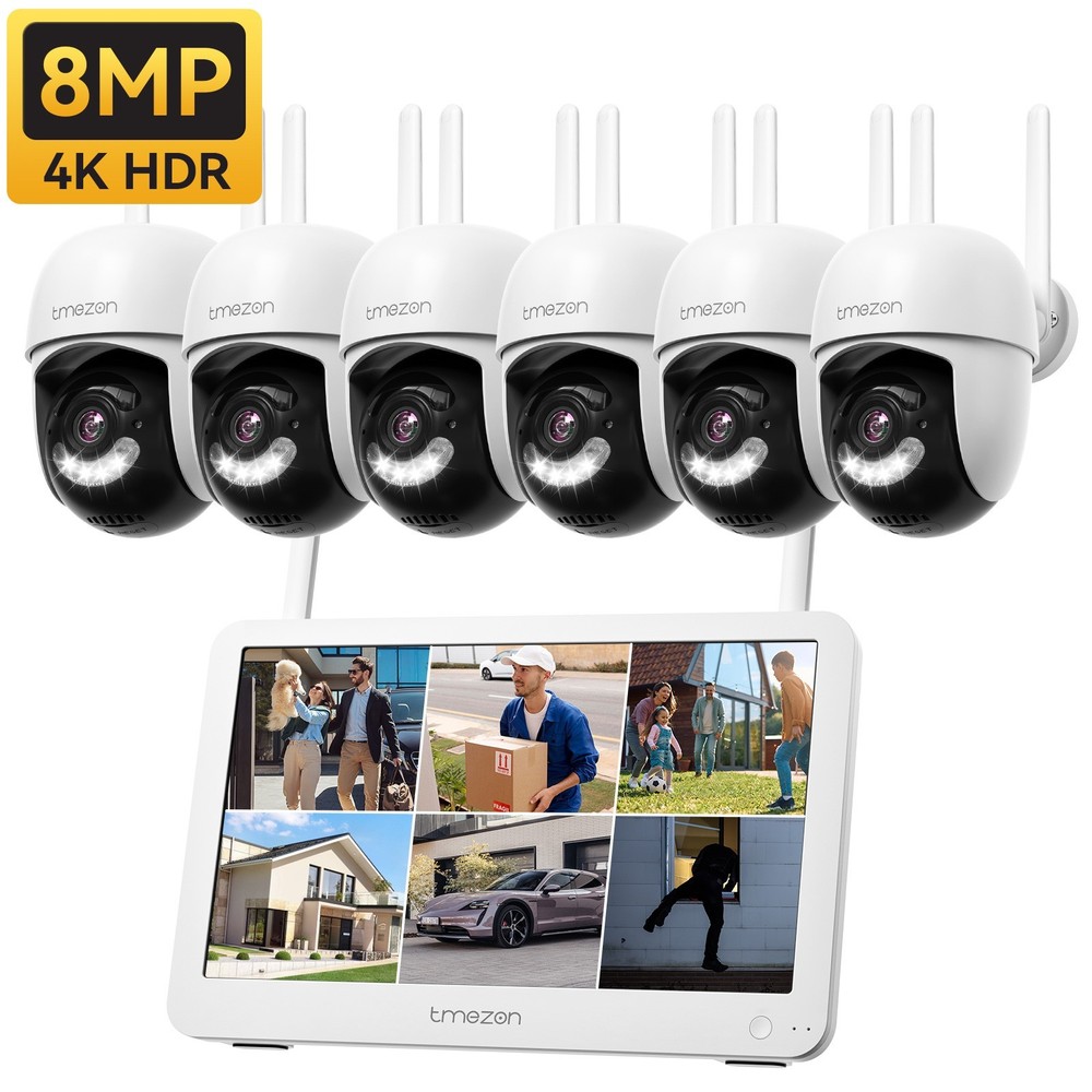 8MP Wireless IP Security Camera System WiFi 10CH NVR 12''Monitor Home Security