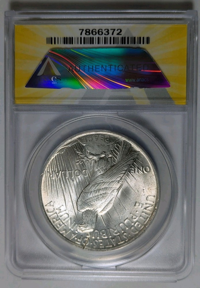 1923 Peace Silver Dollar ANACS MS-63 Struck on Cracked Blank Planchet Mint Error