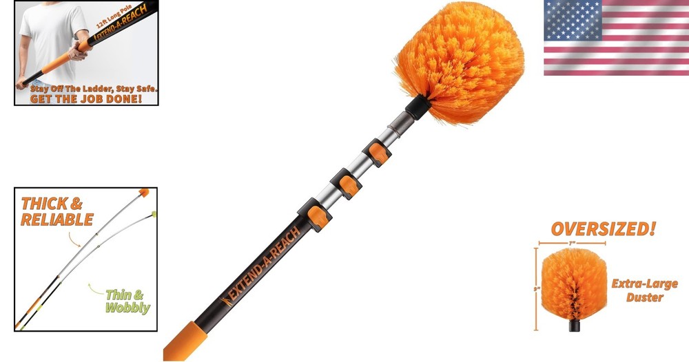 Ultimate Lightweight Cobweb Cleaner with 20 Ft Extendable for Safe Dusting