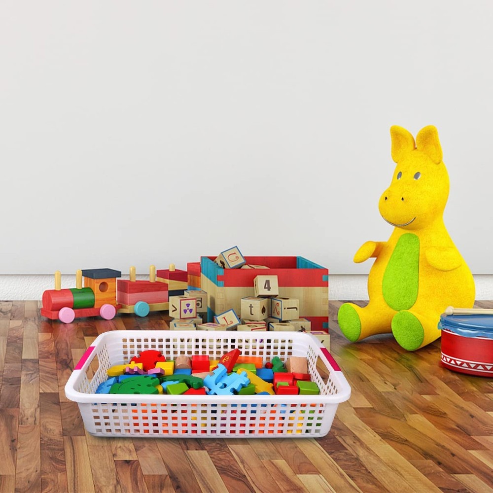 4-Pack Plastic Storage Baskets - Classroom Paper Turn in Trays Stackable for ...