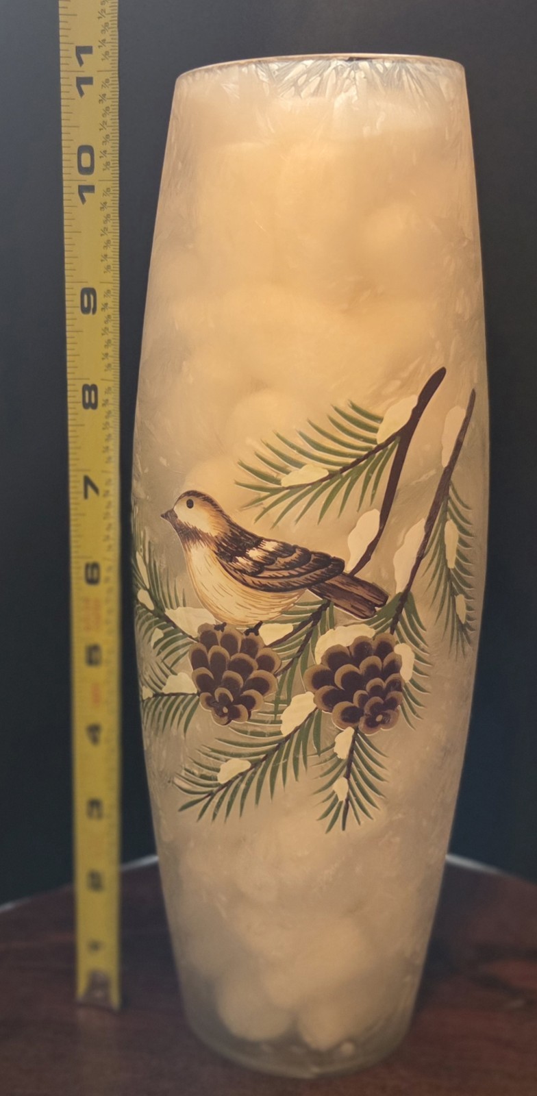 Gantz 11" Bird Frosted Glass Hurricane Lamp or Vase Fairy Lights Included