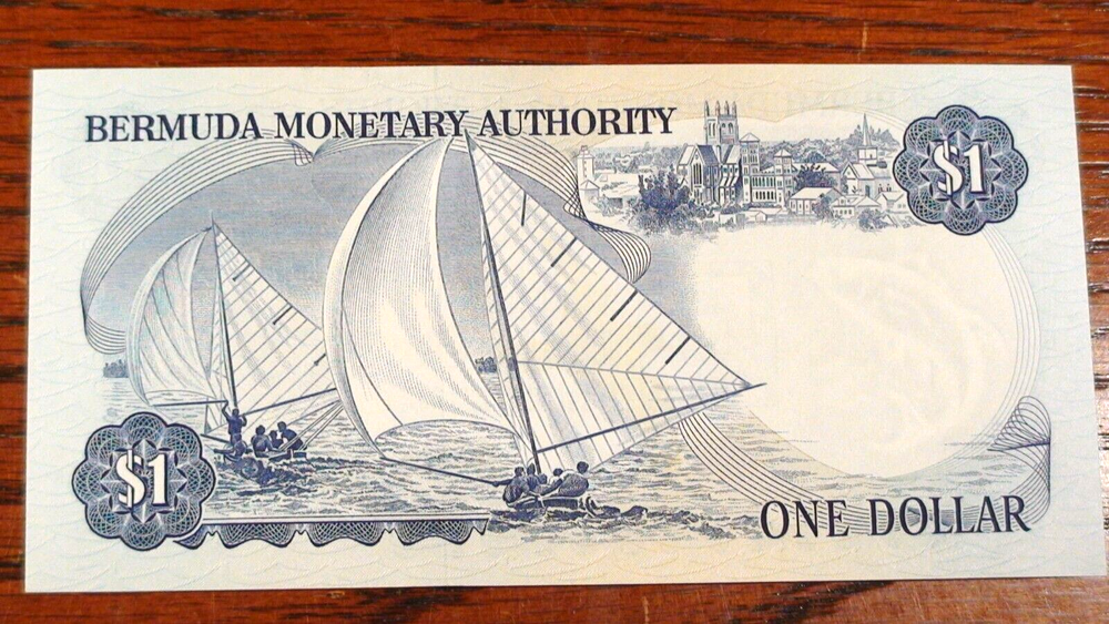 1976 BERMUDA MONETARY AUTHORITY One Dollar CHOICE UNCIRCULATED Note $1 Bill!