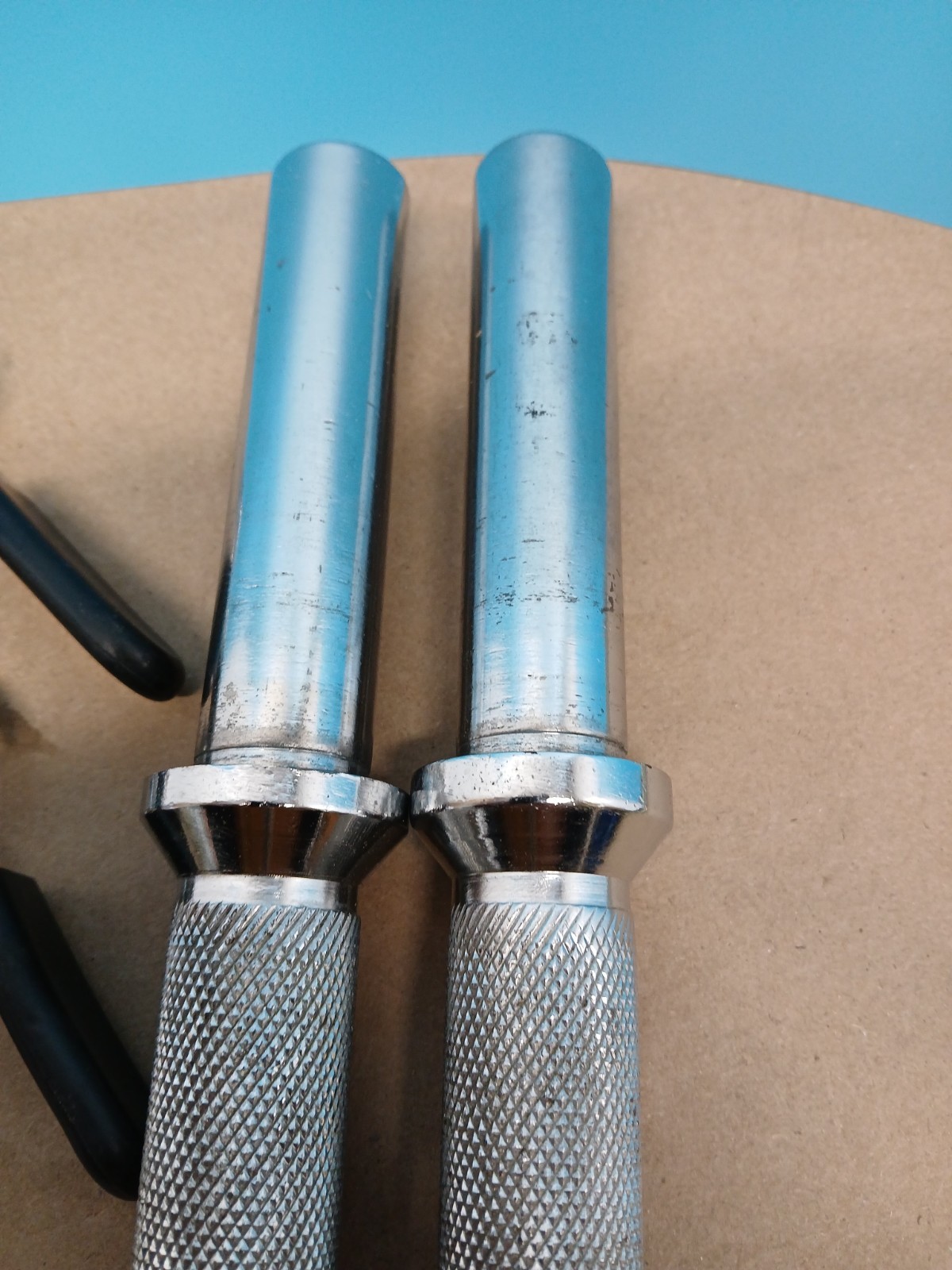 Standard 1" Dumbbell Handles Pair + Spring Collars Weight Lifting Bar Set