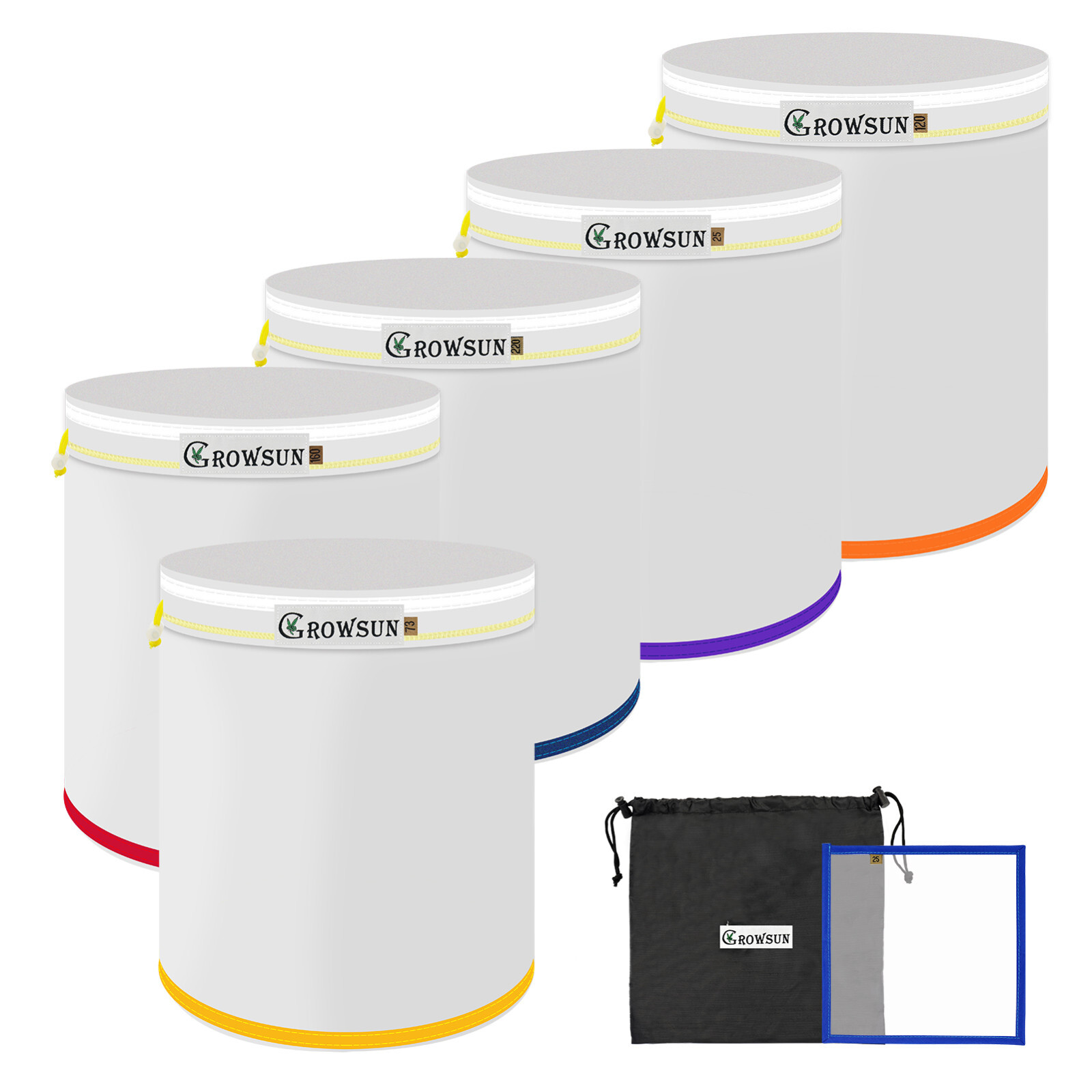 Bubble Bag Growsun 20 GAL - 5 Bag Kit All Mesh Bubble Hash Bags Extractor