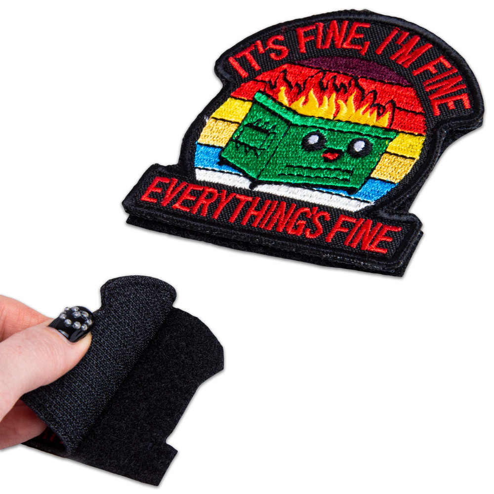 2Pcs It's Fine Patch Set, Embroidered Tactical Morale Funny Meme Hook and Loop