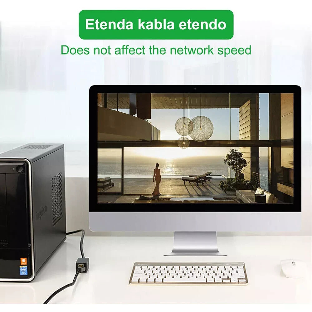 2X RJ45 Inline Coupler for Cat7 Cat6 Cat5e Cat5 Ethernet Cable Extender Adapter