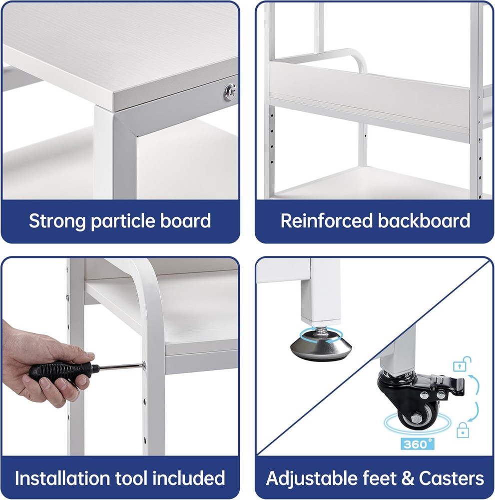 Printer Stand, 32.3" X 18.9" X 32.1" Extra Large Printer Table with Adjustable S