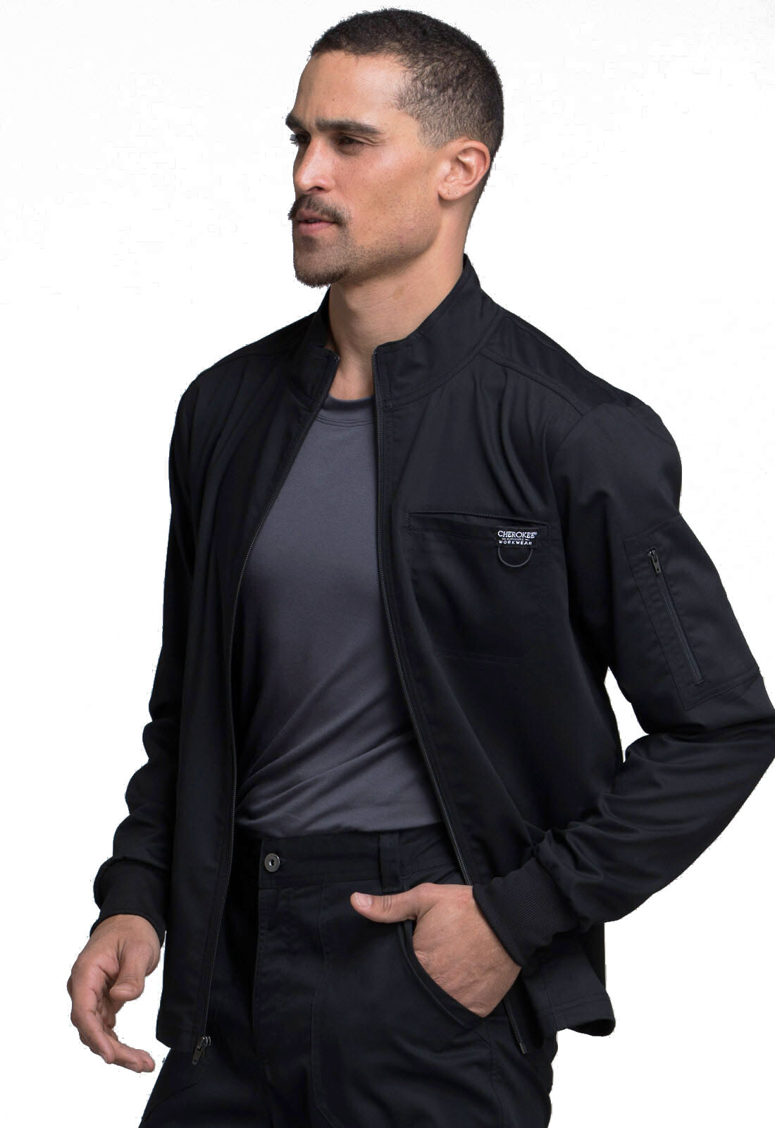 Cherokee Workwear Jacket WW320 BLK Black Revolution Men Zip Front Free Shipping