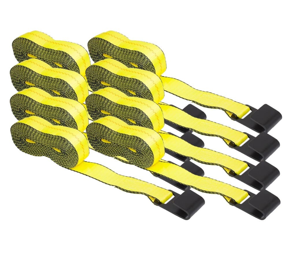 (8 Pack) 2 Inch Winch Straps with Flat Hook ( 30 FT )