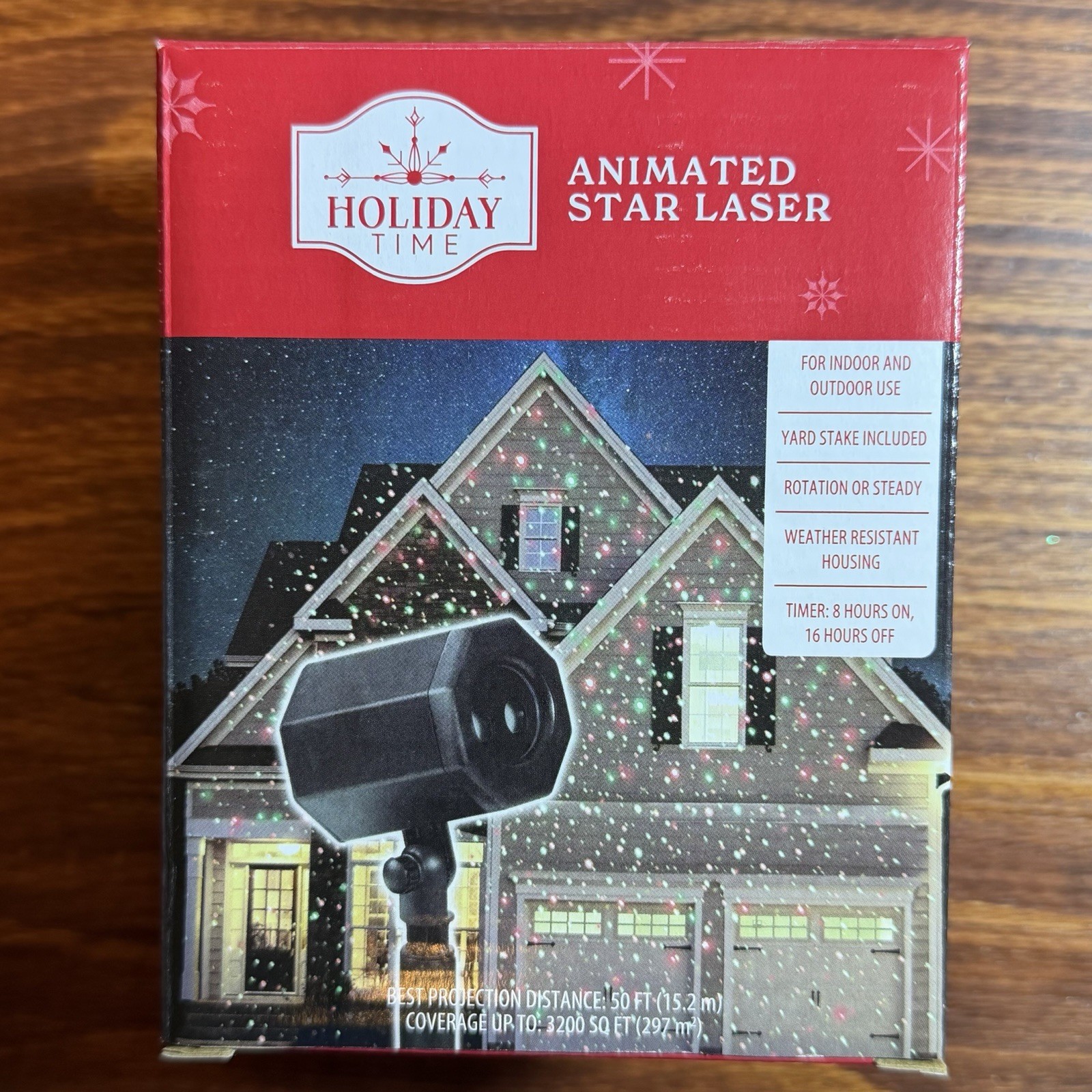 Holiday Time Animated Star Laser Indoor Outdoor 3 Red/Green Christmas Modes NEW
