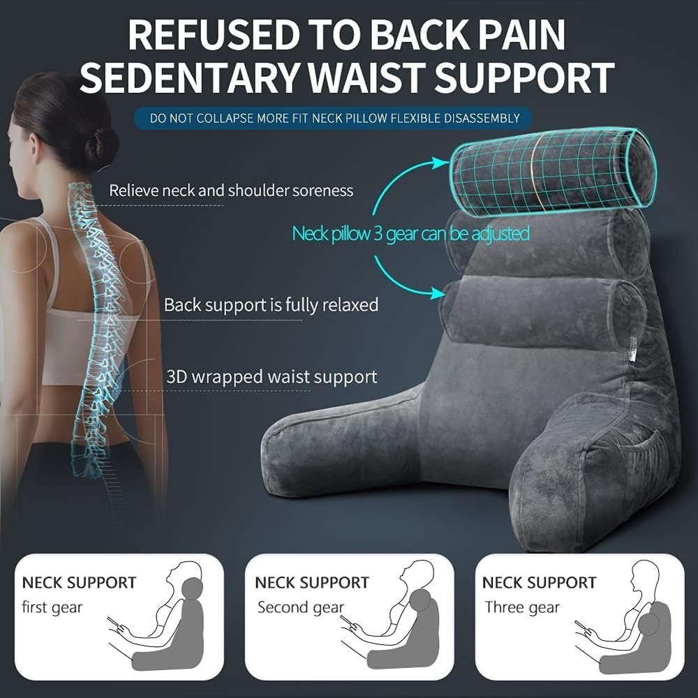 Comfy Back Support Pillow with Side Pocket & Handle