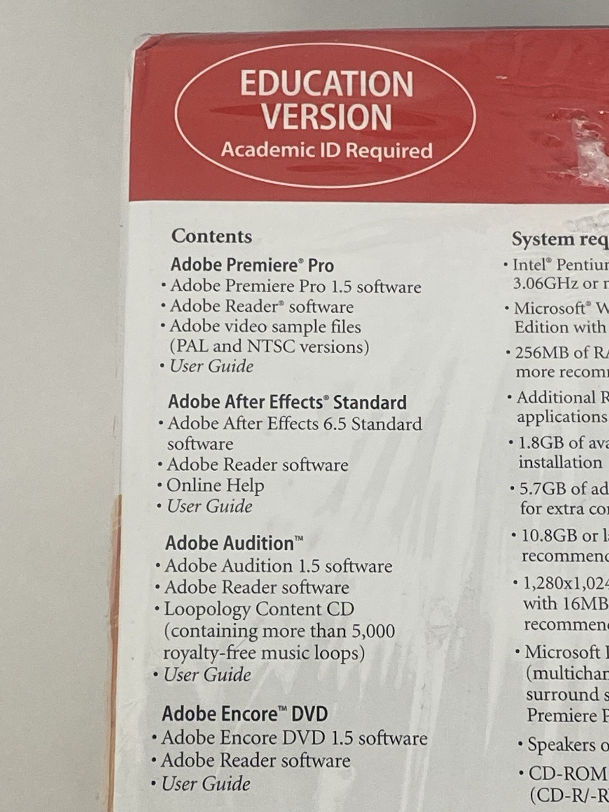 ADOBE VIDEO COLLECTION STANDARD EDUCATION VERSION 2.5 NEW & SEALED