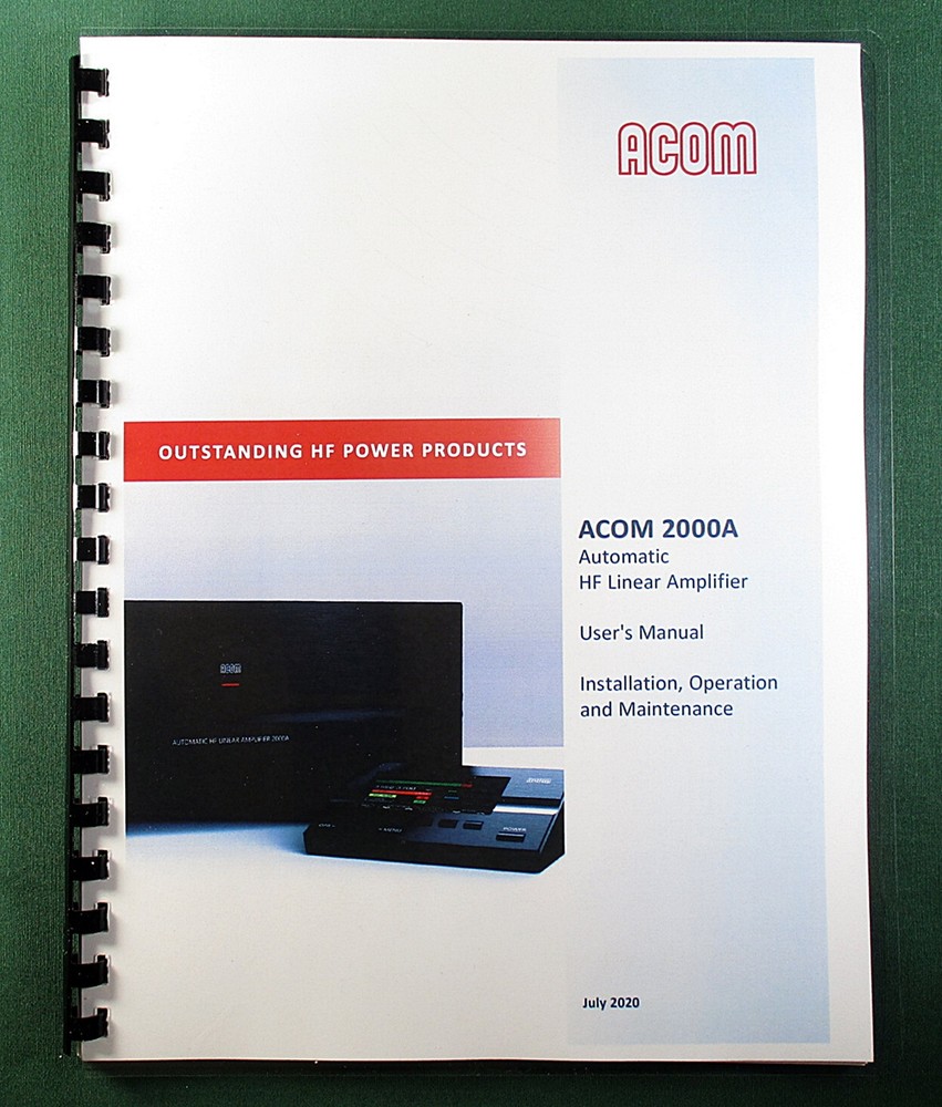 Acom 2000A User's Manual: Full Color & Protective Covers!