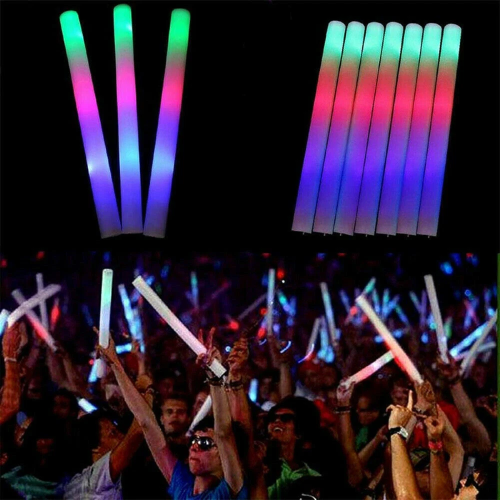 100-500 PCS Light Up Foam Sticks Wand Rally Batons DJ Flashing Glow Stick Party