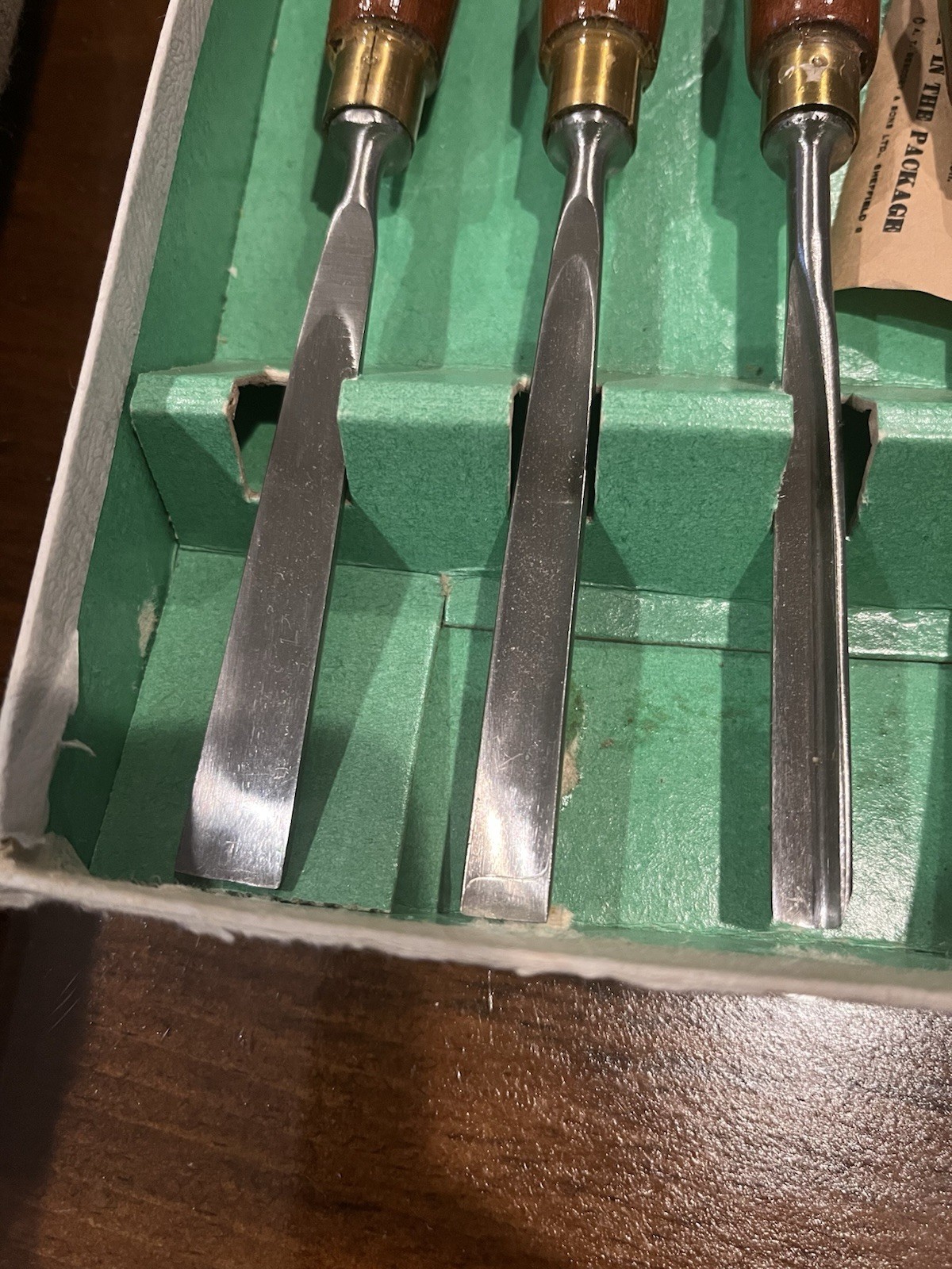 Marples Vintage Carving Chisels Box Bottom Only, Used Set