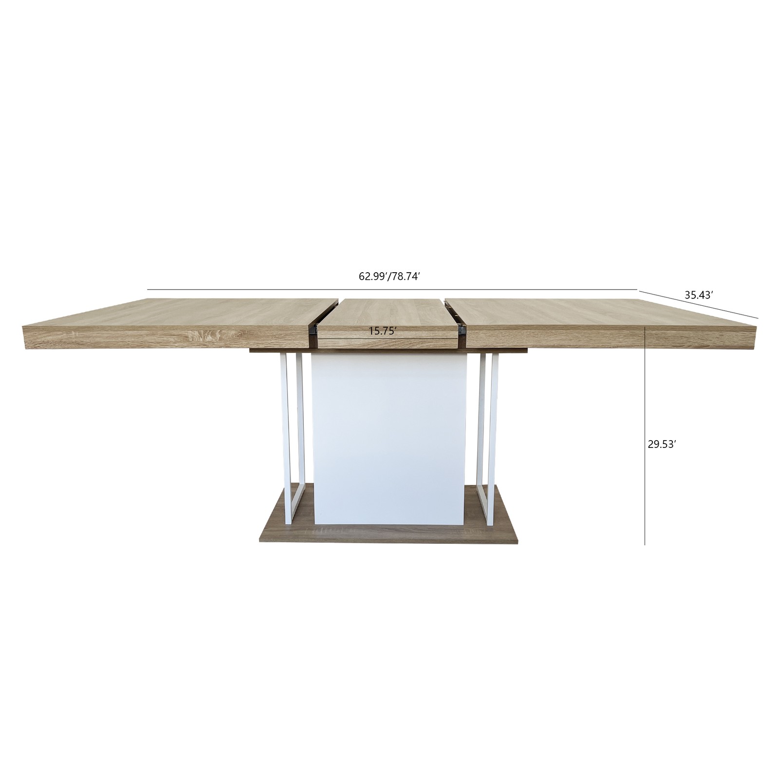 Rectangle extendable dining table for 6-10 people aged effect wood 160-200 cm