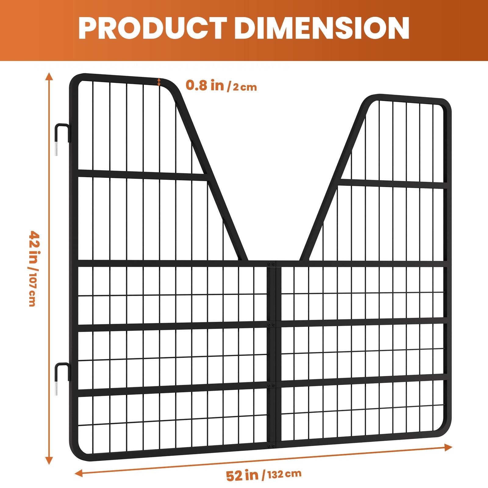 Livestock Gate 52"x42", Heavy Duty Steel Stall Guard Easy Installation Black