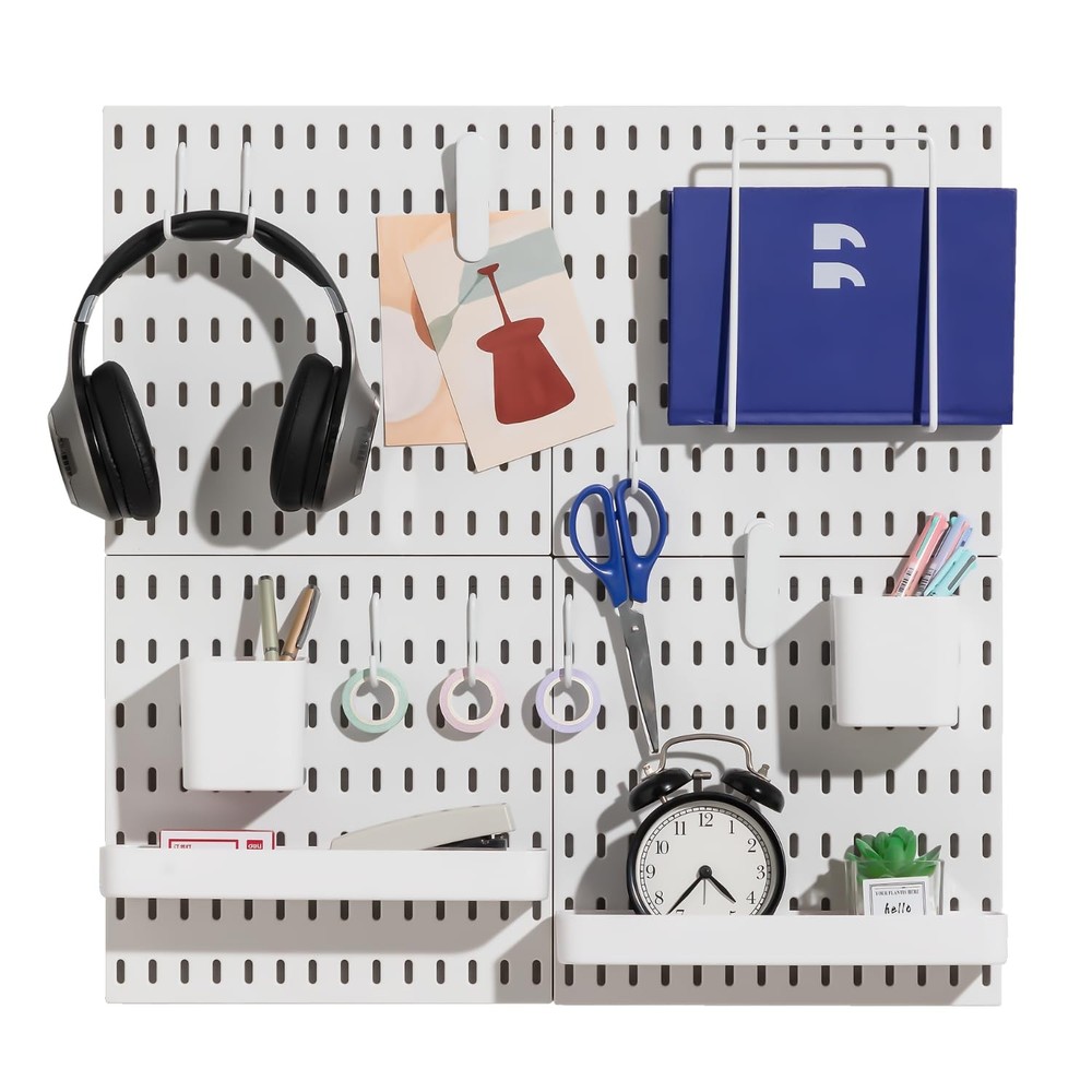 Keepo Peg Board Wall Organizer – Plastic Pegboard Panels, Modular Peg Board S...