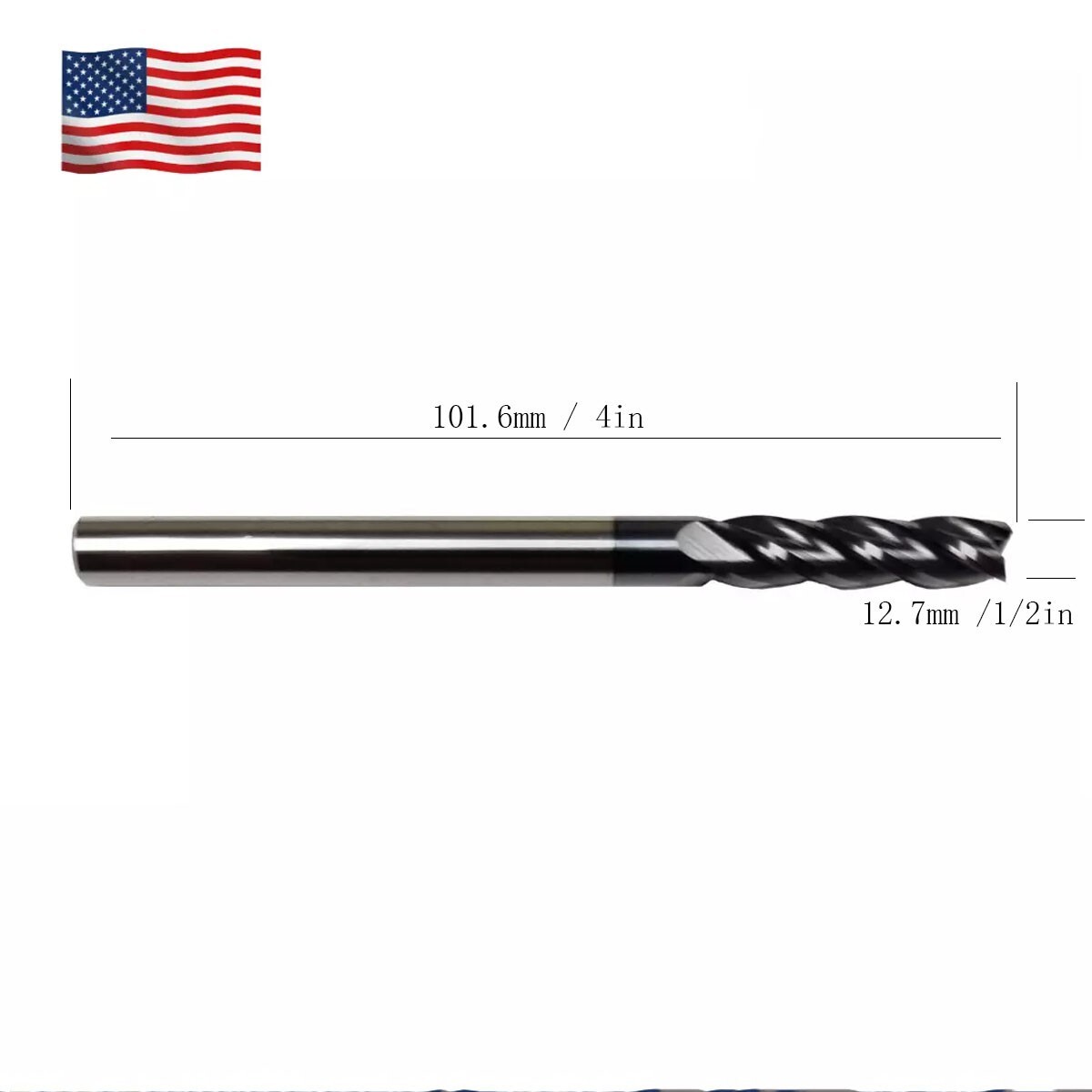 1pcs 1/2" 4 FLUTE X/LONG CARBIDE END MILL (1-1/2 x 4) - TiALN COATED