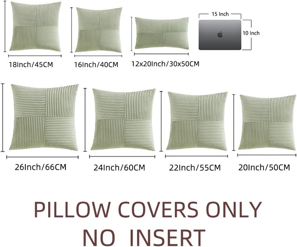 Sage Green Lumbar Decorative Throw Pillow Covers 12x20 Inch for Living Room Couc