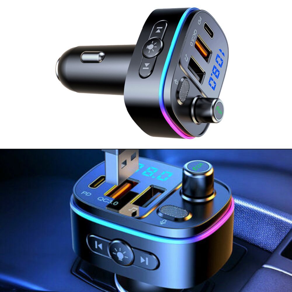 PD TYPE-C/QC3.0 USB QUICK CHARGER BLUETOOTH WIRELESS V5.0 CAR FM TRANSMITTER US
