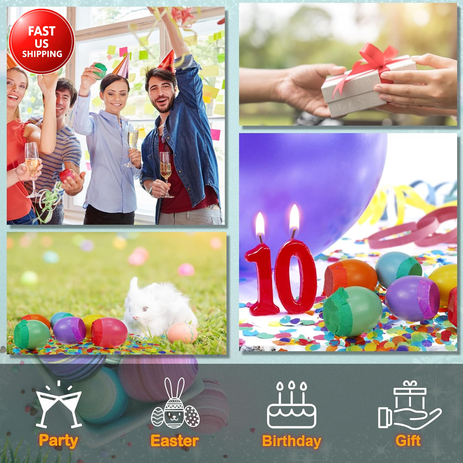 Set of 30Pcs Easter Confetti Eggs Cascarones, Explosion Eggs with Confetti Insid