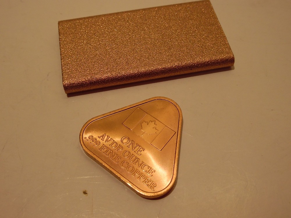 Big foot INGOT 5 oz .999 Fine Copper + Canada Maple Leaf Triangular 1 Oz Copper