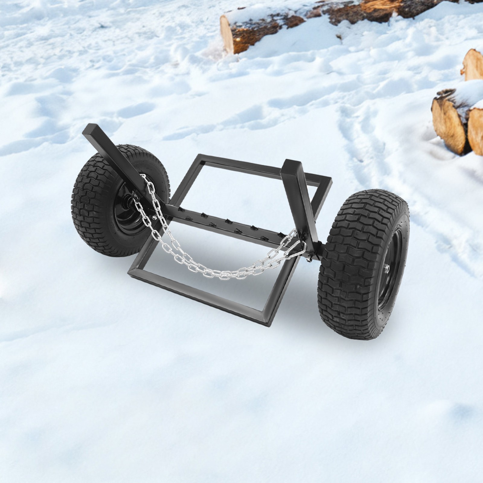 1500 LBS Capacity Log Skidder Heavy Duty Log Holder Log Dolly with Chain Black