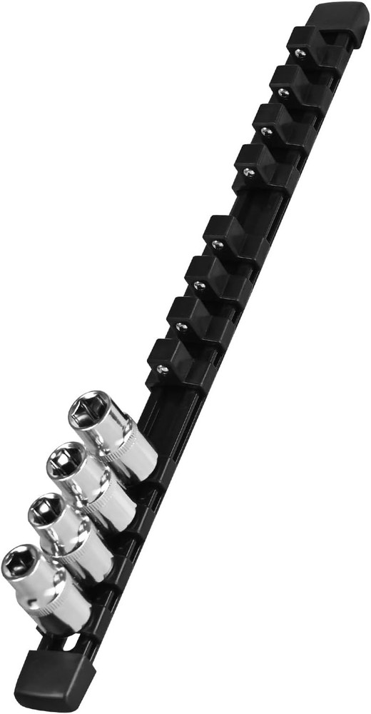 Compact Black Socket Holder Kit - 1/2-Inch Drive with Spring Loaded Clips
