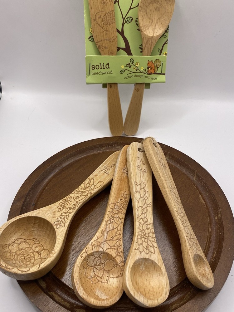 Talisman Designs Beechwood Jam Spreader & Measuring Spoon Sets