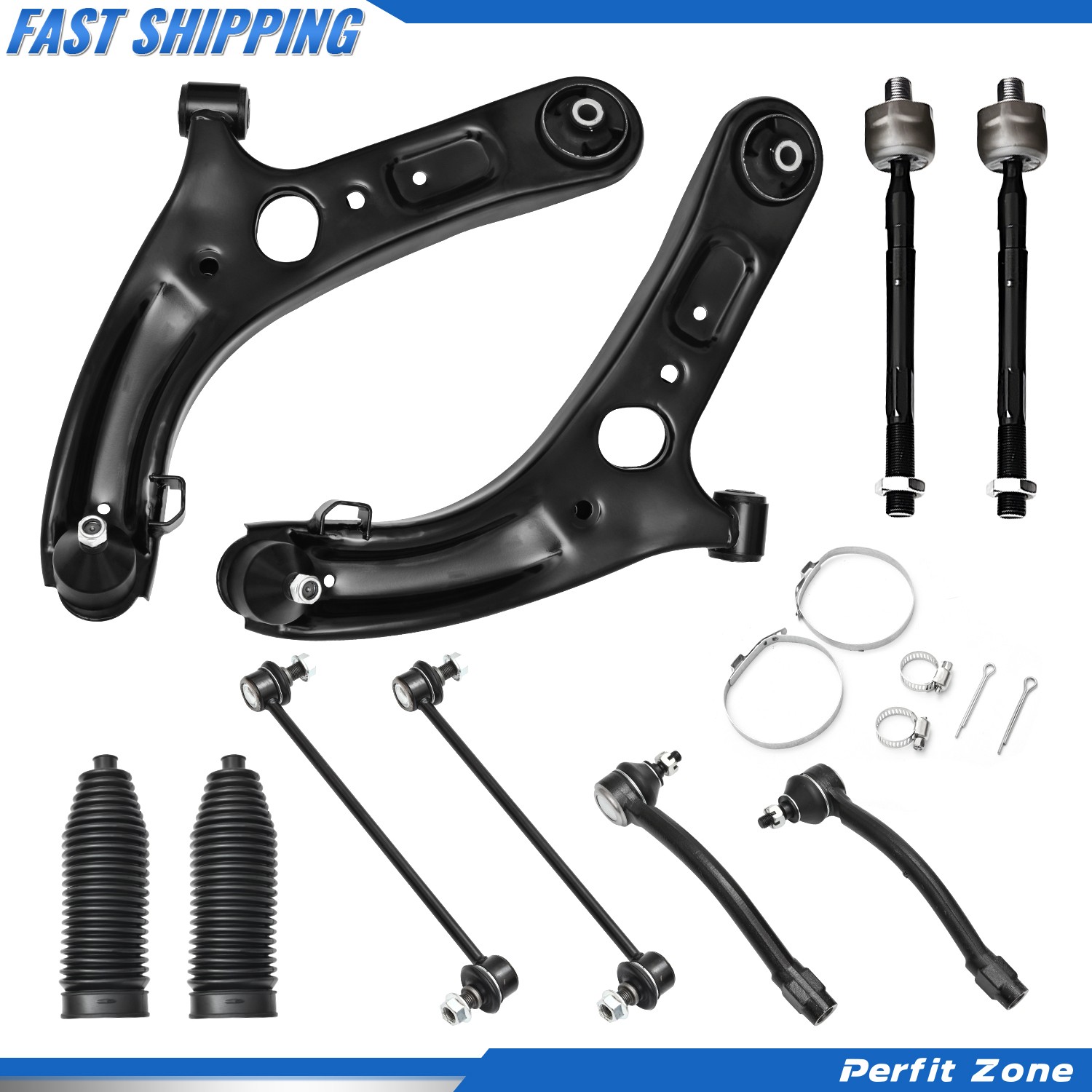 10PCS Front Lower Control Arms Tie Rod Sway Bar For 2011-2016 Hyundai Elantra