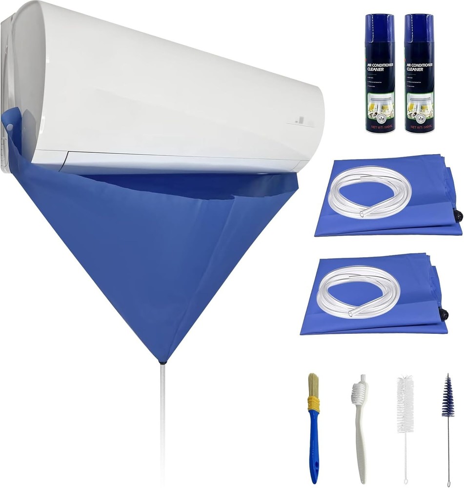 Ultimate Mini Split AC Cleaning Kit: 2 Cleaners, 4 Brushes, waterproof Covers