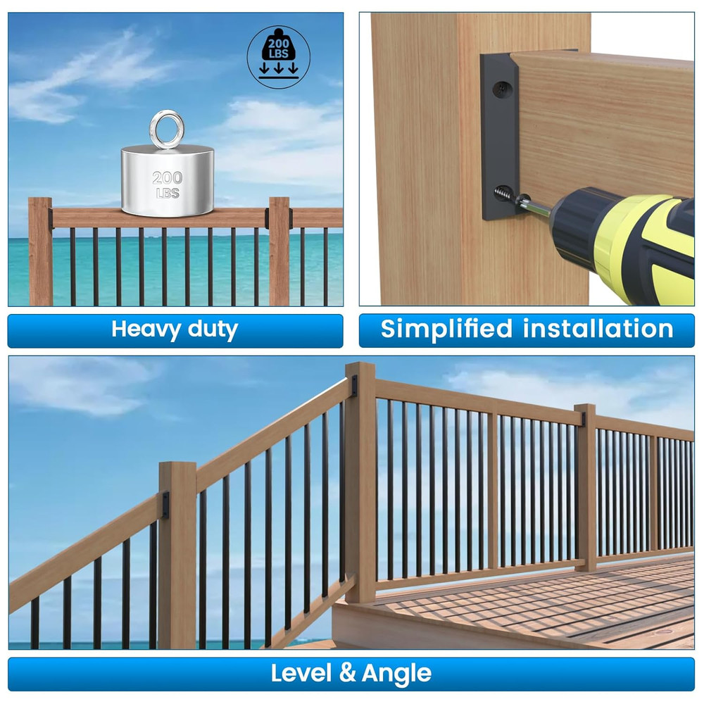 Deck Railing Bracket Kit with 10-Pack 44'' Single Basket Stair Balusters