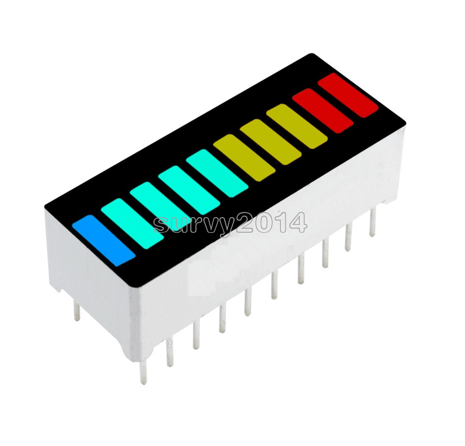2/5/10PCS 10 Segment Blue Green Yellow Red Colorful LED BAR Graph Indicator DIP