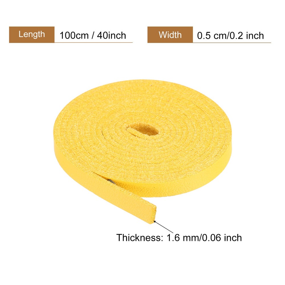 Faux Leather Straps Strip Leather String 0.5cm/0.2" Width, Yellow