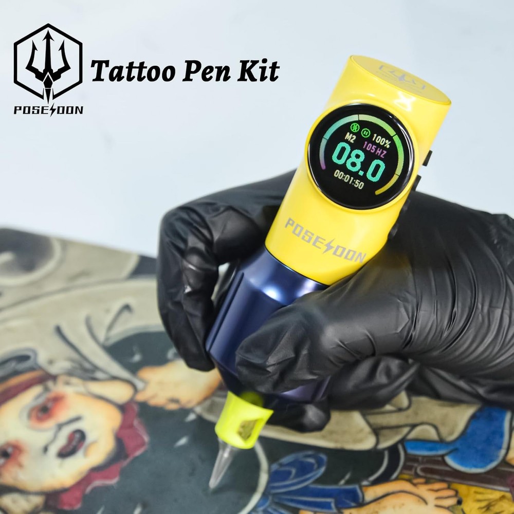 Professional Wireless Tattoo Kit with LED Display, Needles & Ink Bottles