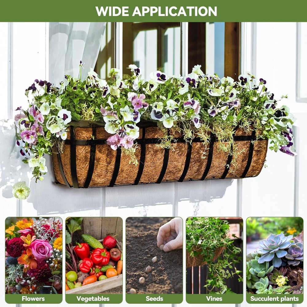 2Pcs Trough Coco Liner 30" Coco Coir Liners for Planters, Liners for Window B...