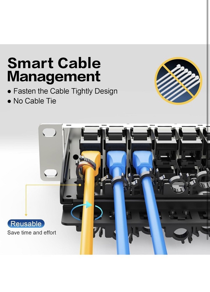 48 Port Patch Panel Cat6 19” Rack & Wall Mount Ethernet UTP Keystone Patch Panel