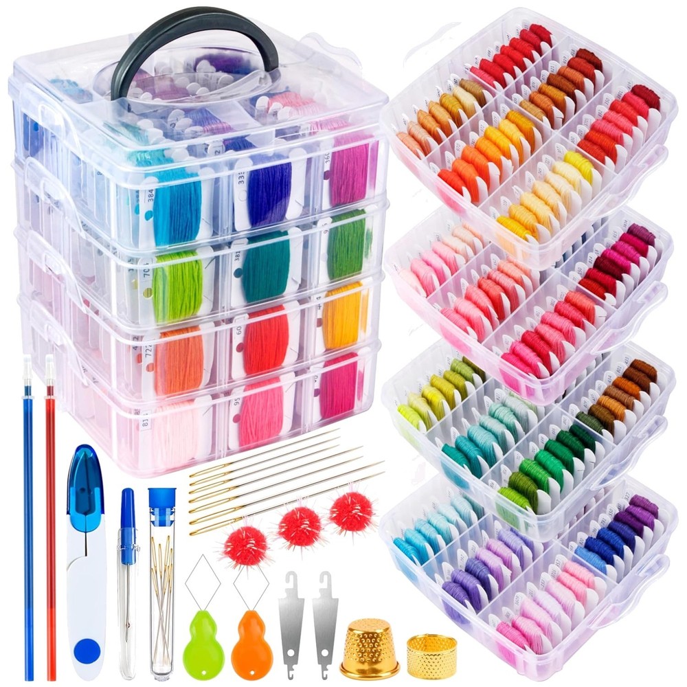 262-Piece Embroidery Thread Kit with 200 Colors - Complete Crafting Solution