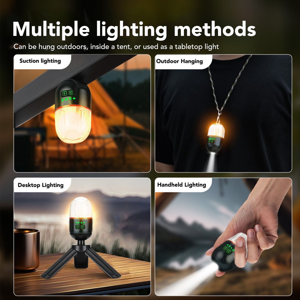 Flashlight Magnetic Multiple Light Source 400mAh Camping Lamp With Lanyard