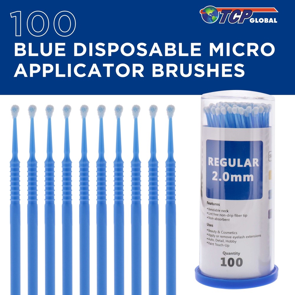 100 Eyelash Extension Micro Brushes, 2.0mm Tip Brush Applicators, Paint Touch Up