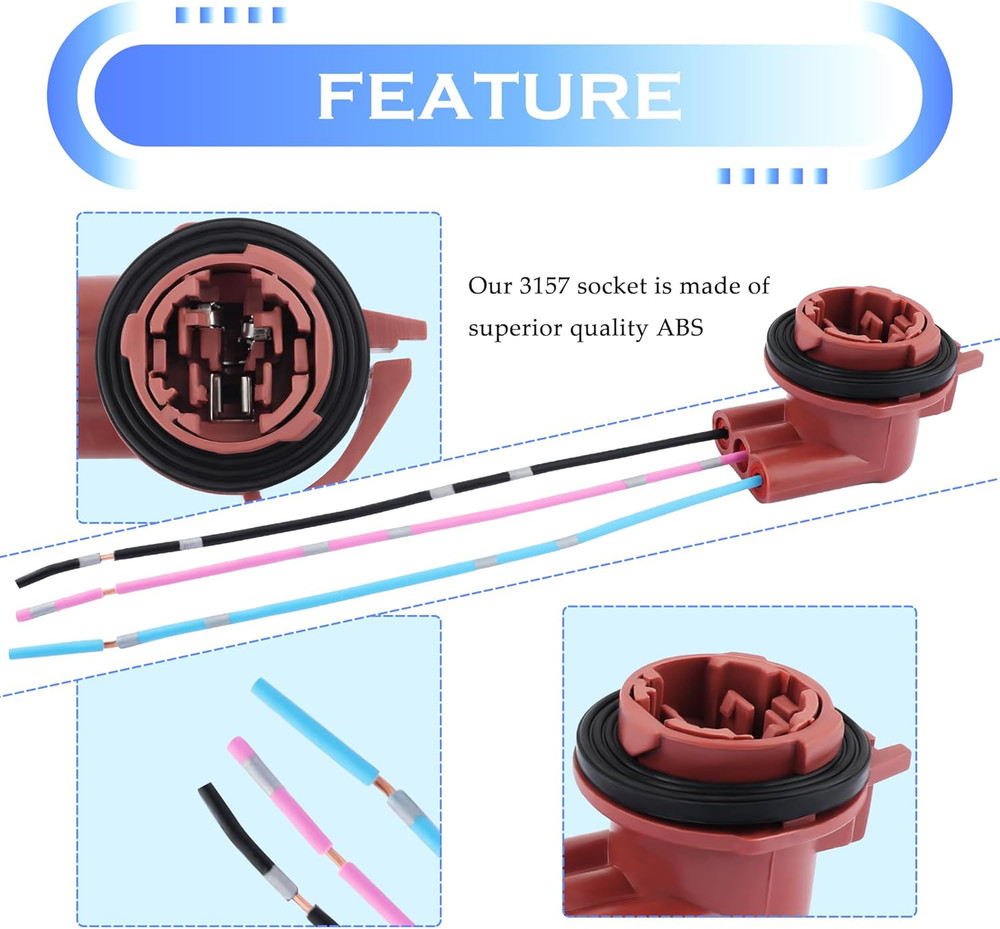 2PCS 3157 Bulb Socket,Turn Signal Socket/Tail Light Sockets/Brake Light Sockets