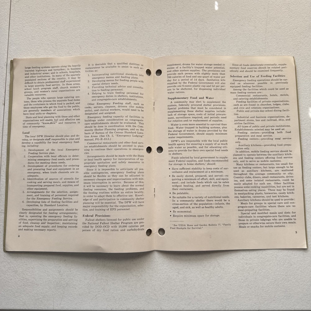 Emergency Feeding, Emergency Welfare Services Manual June 1966