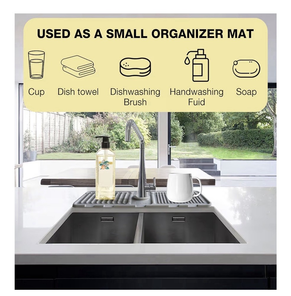 Faucet Mat for Kitchen Sink – Adjustable Silicone Sink Splash Guard [G]
