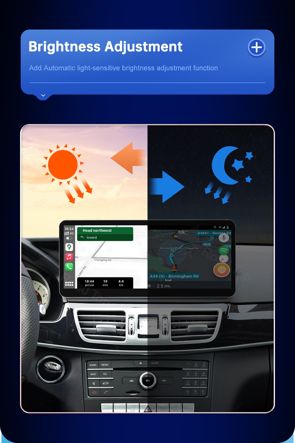 12.3"Android Auto Carplay Screen for Mercedes Benz E Class W212 2012-2015 NTG4.5