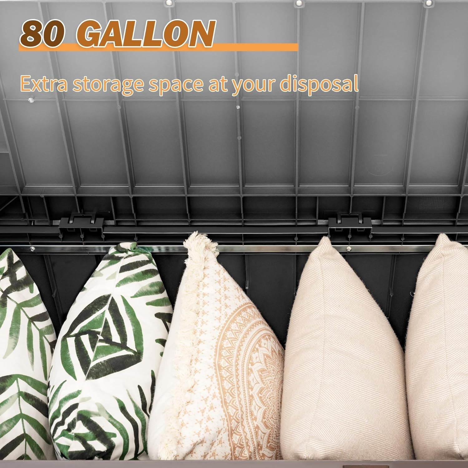 80 Gallon Lockable Storage Bench Outdoor Patio Furniture Garden Tool Box Black