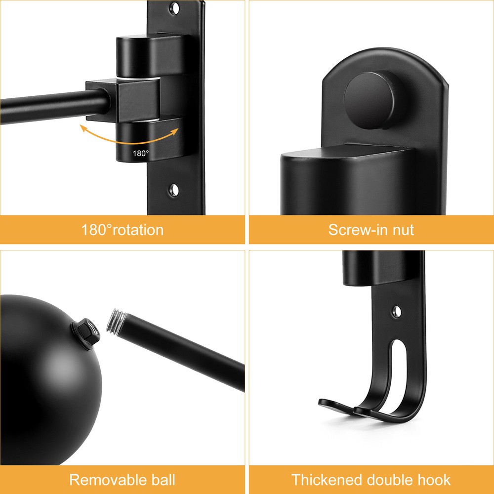 2 Pack Motorcycle Helmet Holder with Double Hook Wall Mount 180 Degree Rotation