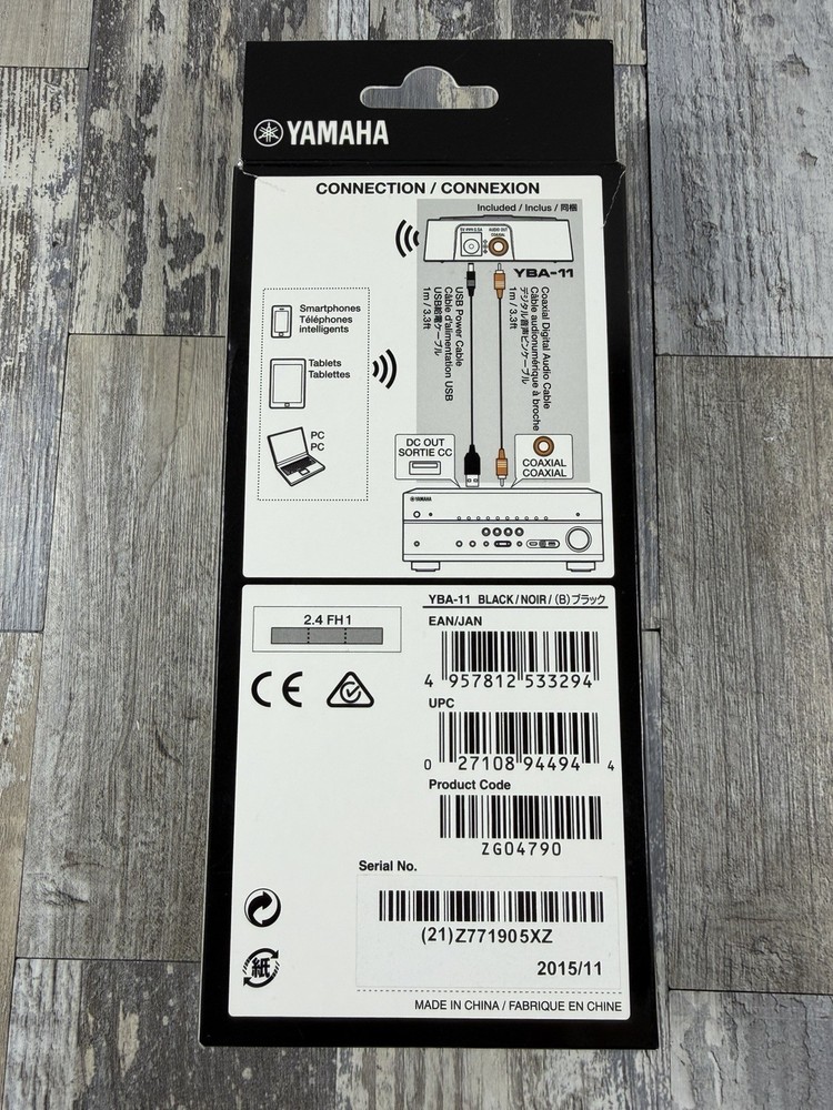 Yamaha YBA-11 Bluetooth Audio Receiver Adapter Black - NEW OPEN BOX