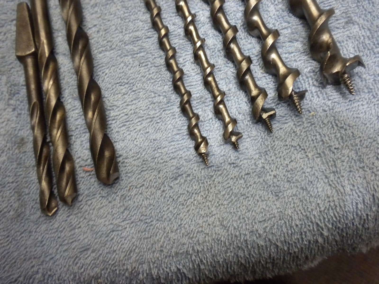 Vintage 8pc Sharp Auger bit set W/HSB & Co. 6" ratcheting brace Work Ready